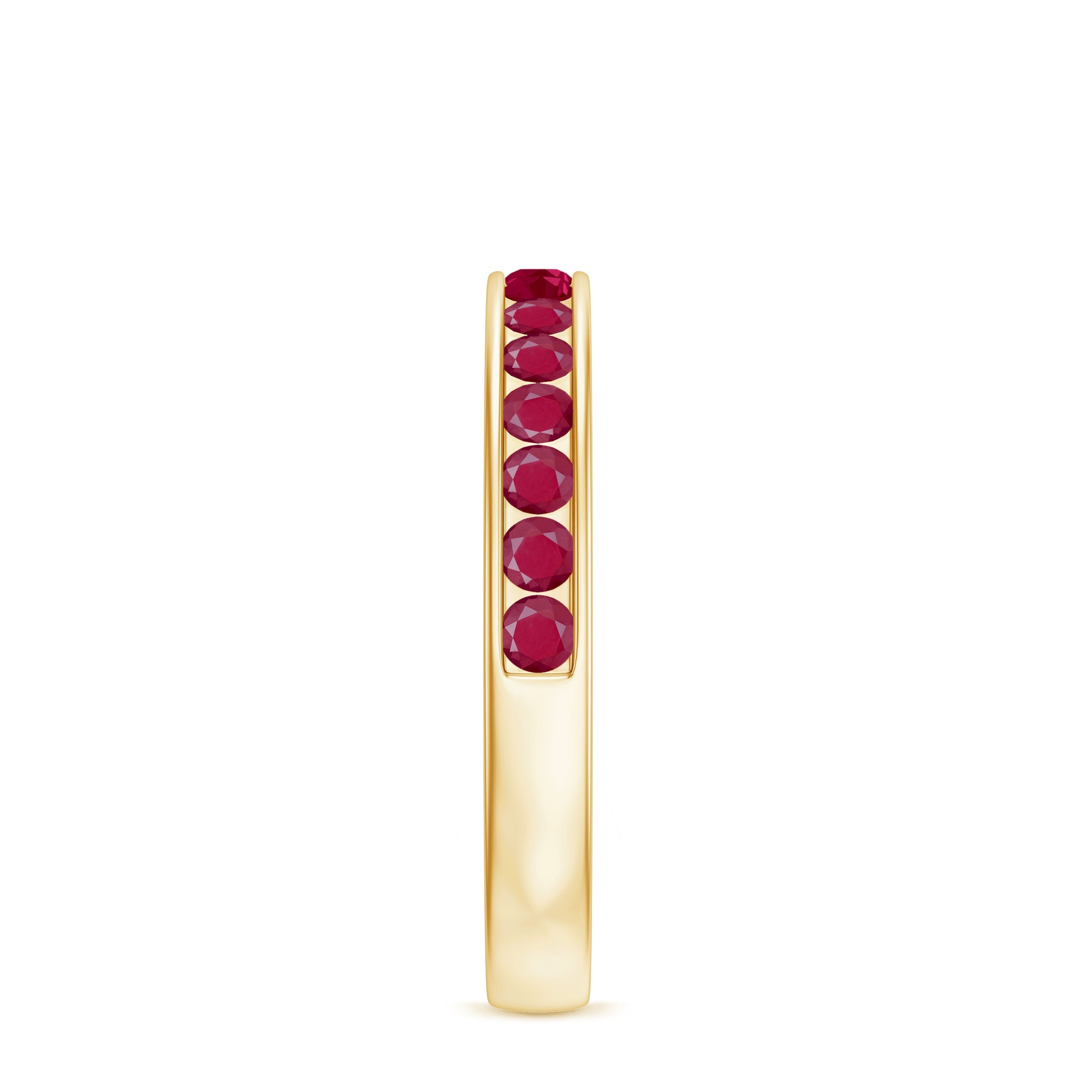 Natural Ruby Half Eternity Anniversary Ring in Channel Set