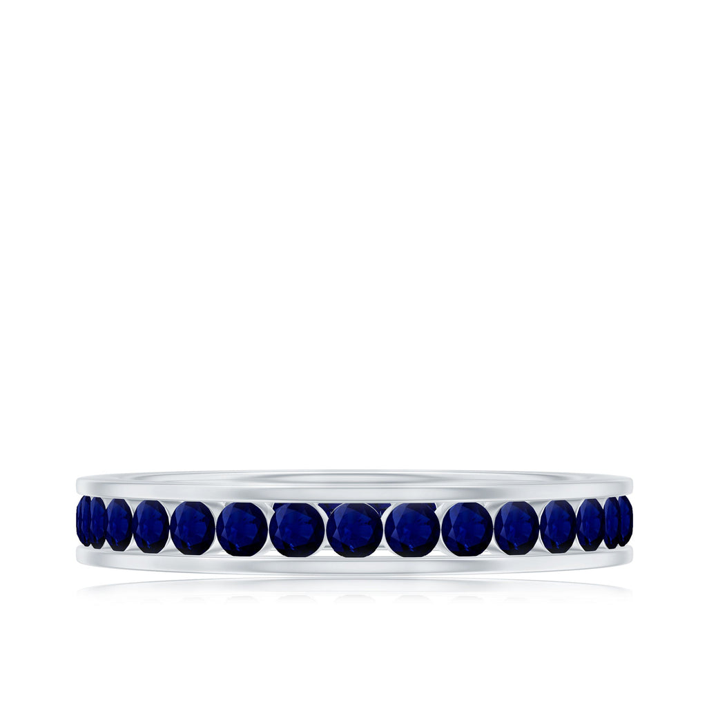 Natural Blue Sapphire Eternity Stackable Ring for Women