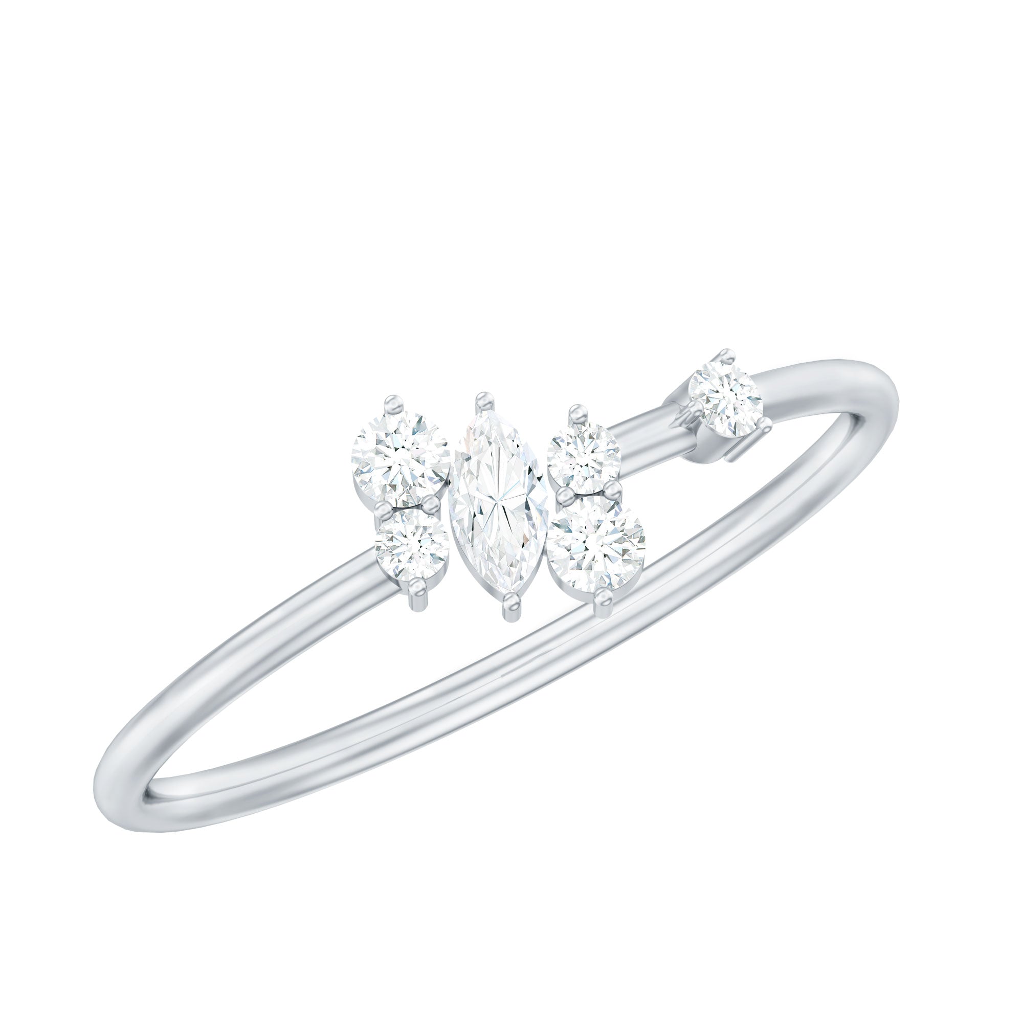 Natural Diamond Cluster Promise Ring for Her