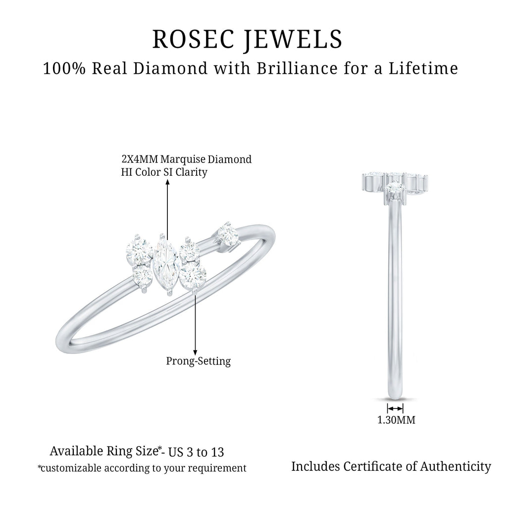 Natural Diamond Cluster Promise Ring for Her