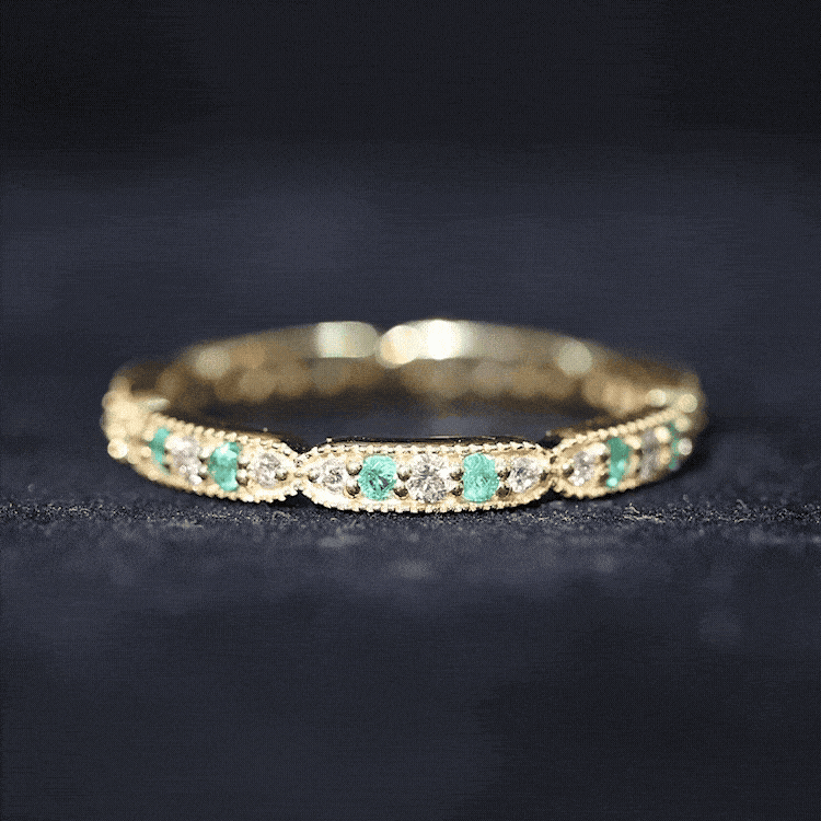 Emerald and Diamond Alternating Eternity Ring