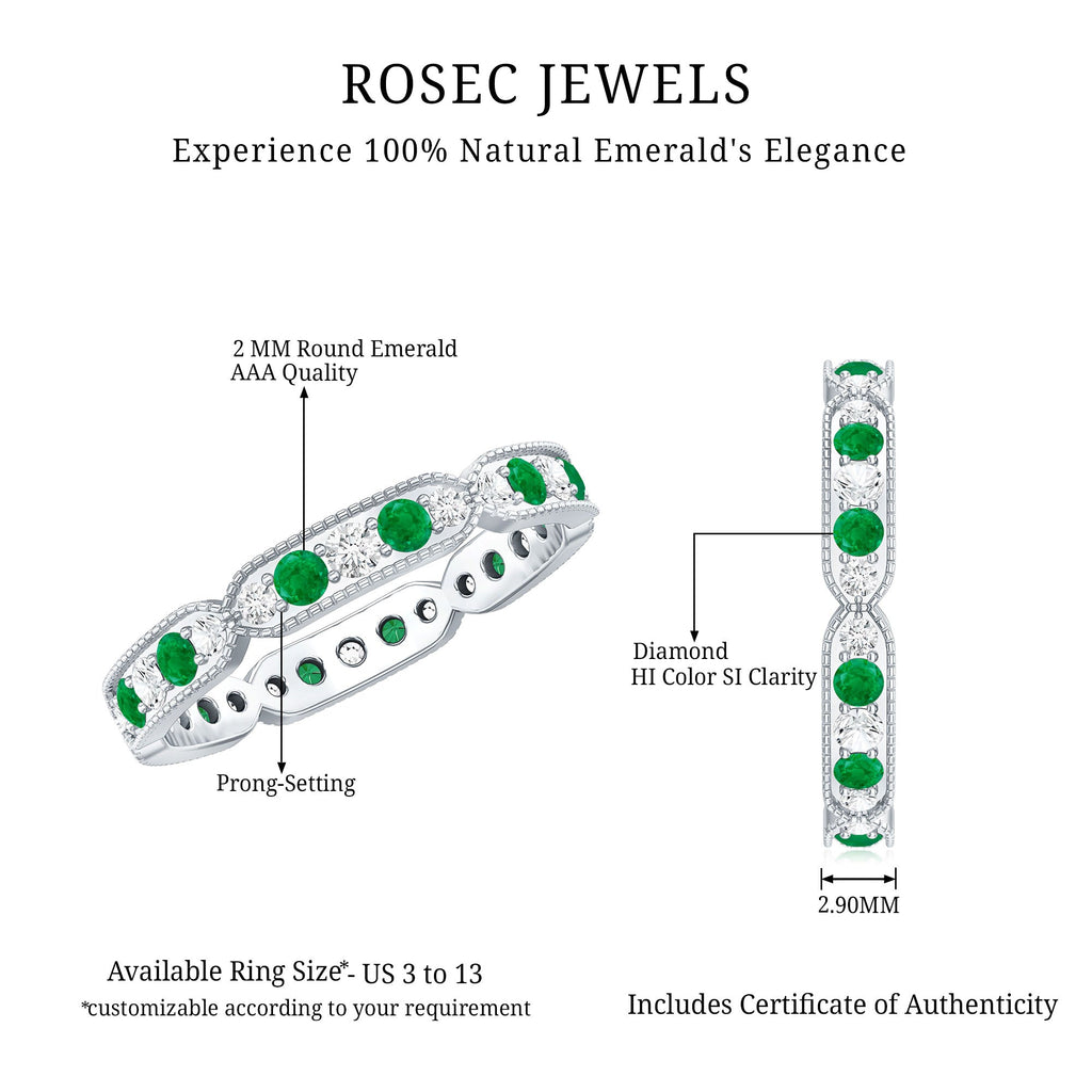 Emerald and Diamond Alternating Eternity Ring