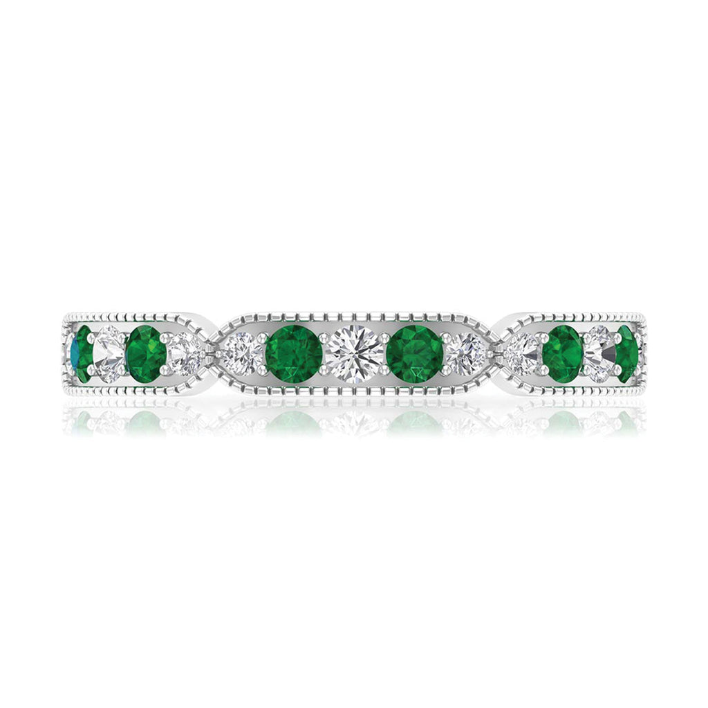 Emerald and Diamond Alternating Eternity Ring
