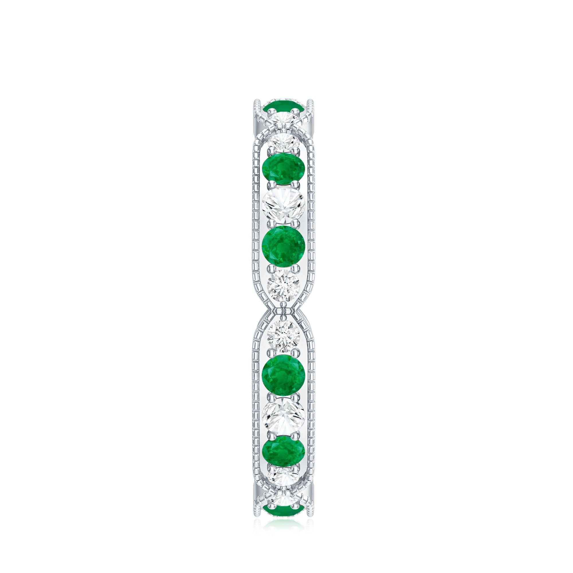 Emerald and Diamond Alternating Eternity Ring
