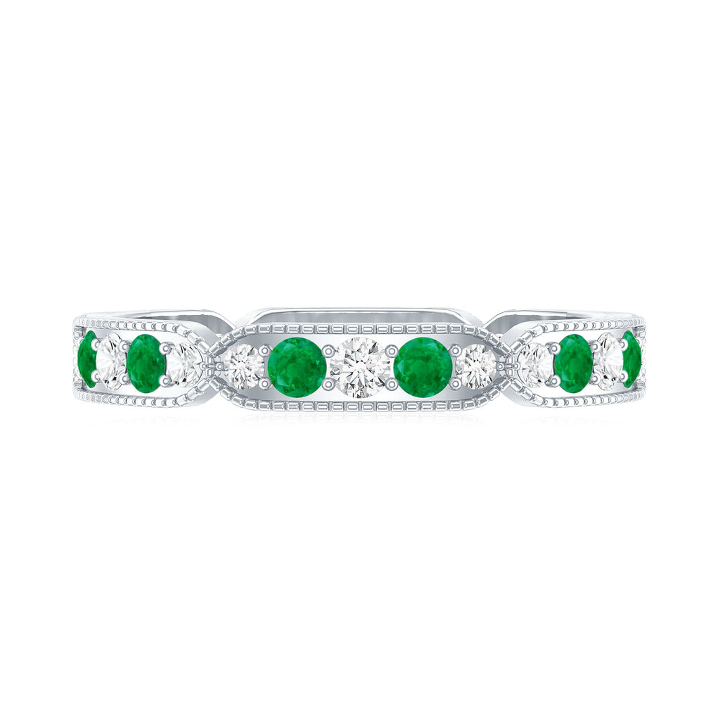 Emerald and Diamond Alternating Eternity Ring