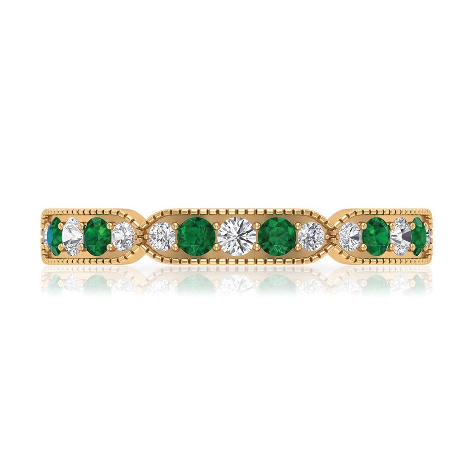 Emerald and Diamond Alternating Eternity Ring