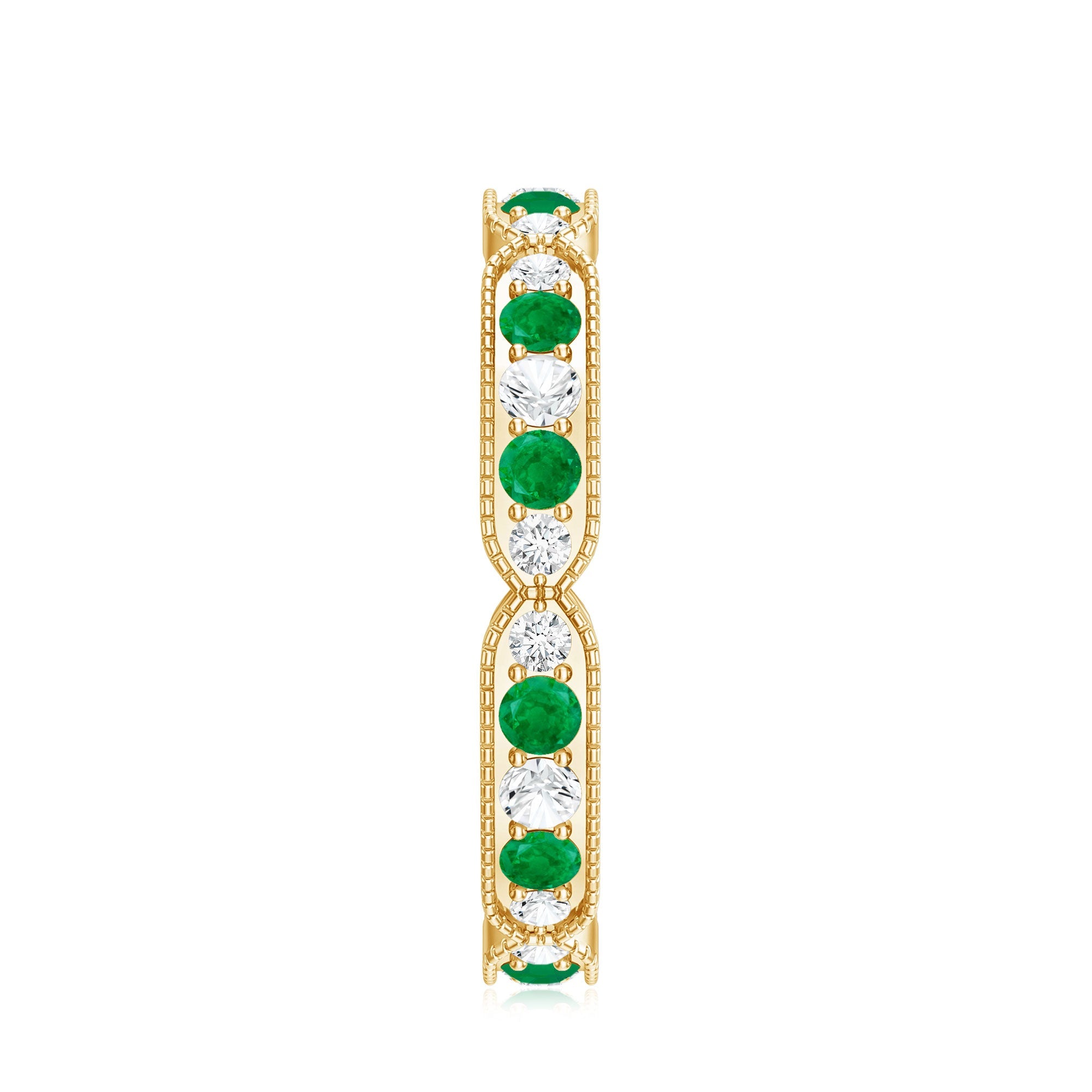 Emerald and Diamond Alternating Eternity Ring