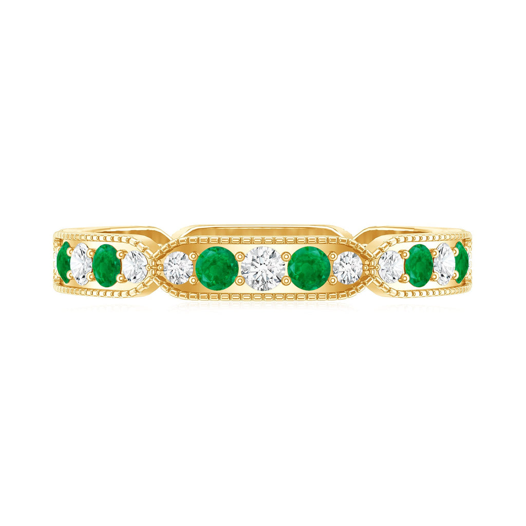 Emerald and Diamond Alternating Eternity Ring