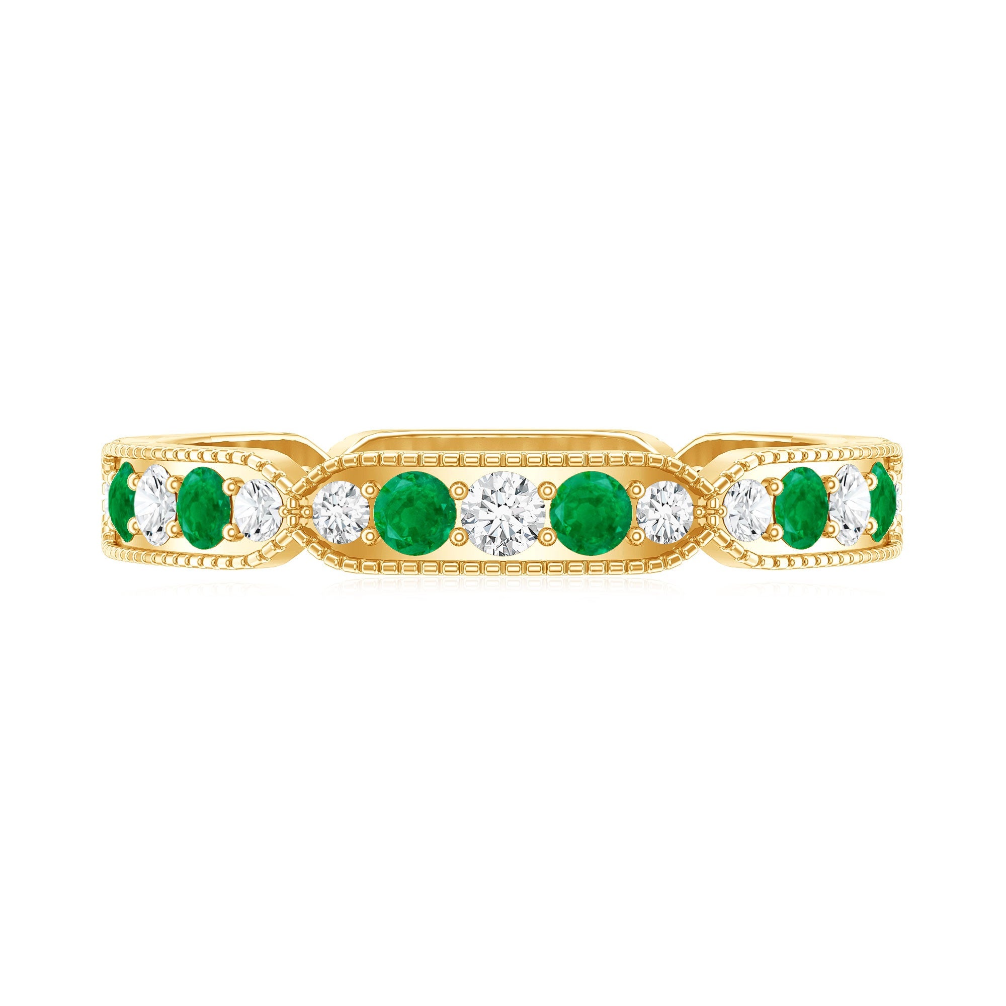 Emerald and Diamond Alternating Eternity Ring