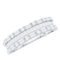 Baguette and Round Cubic Zirconia Three Row Wedding Band
