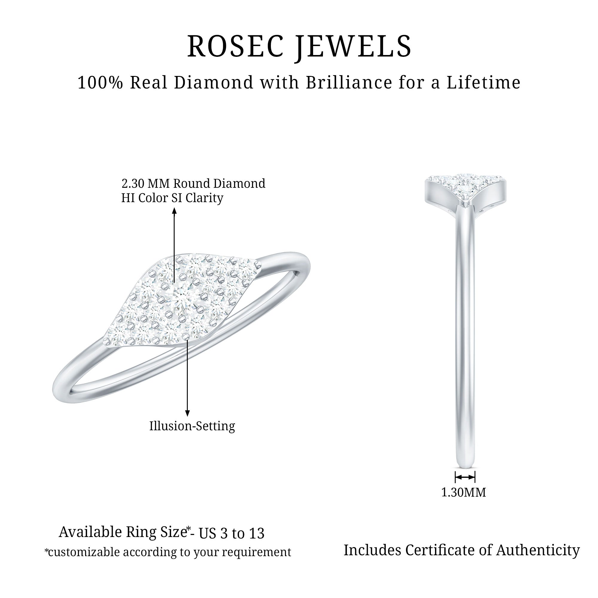 Certified Diamond Cluster Ring in Illusion Setting