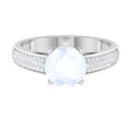 1.25 CT Moonstone Solitaire and Diamond Side Stone Engagement Ring