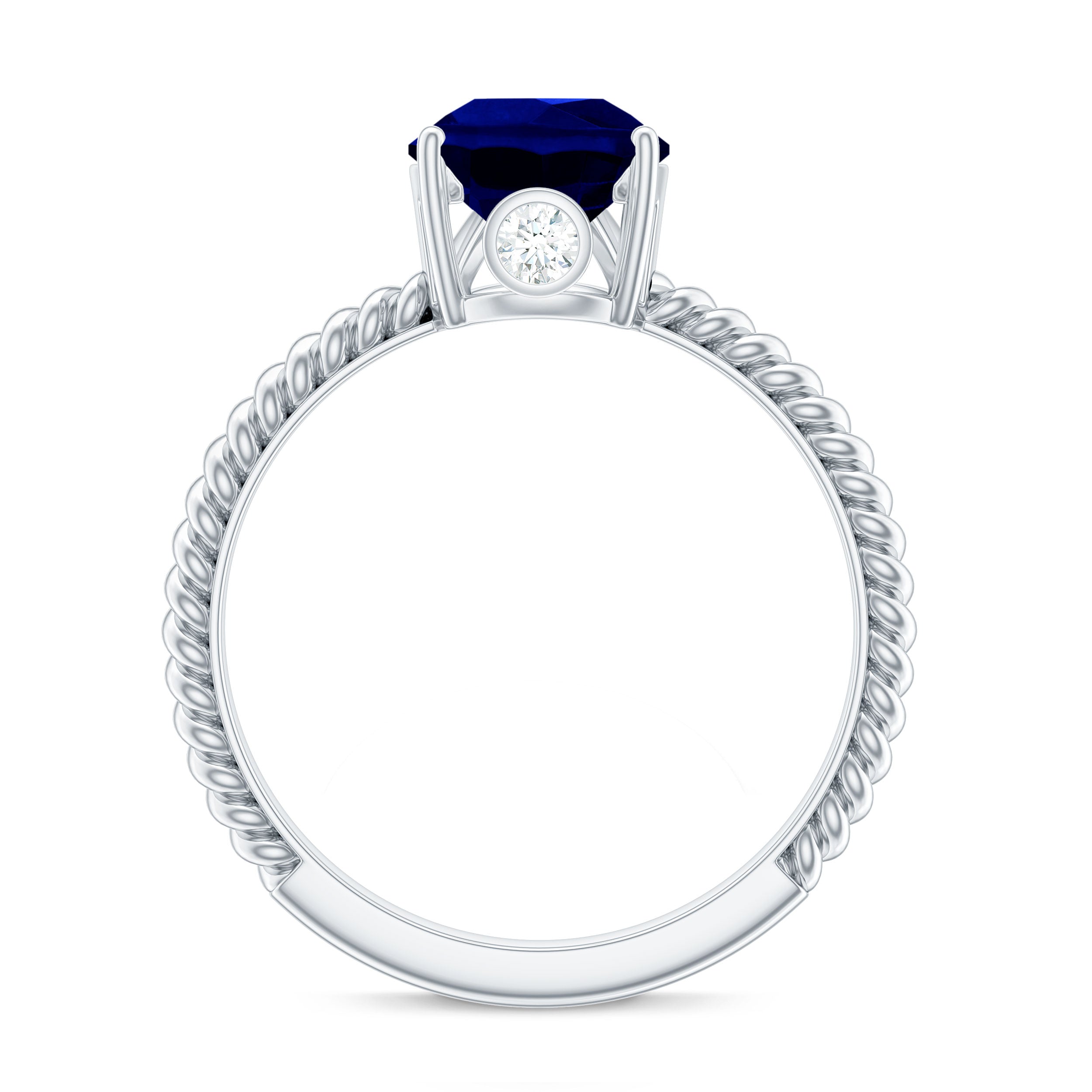 Certified 3 Carat Lab Grown Blue Sapphire Pear Shaped Engagement Ring