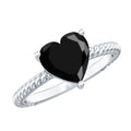 2.4 Carat Lab Grown Black Diamond Heart Engagement Ring for Women