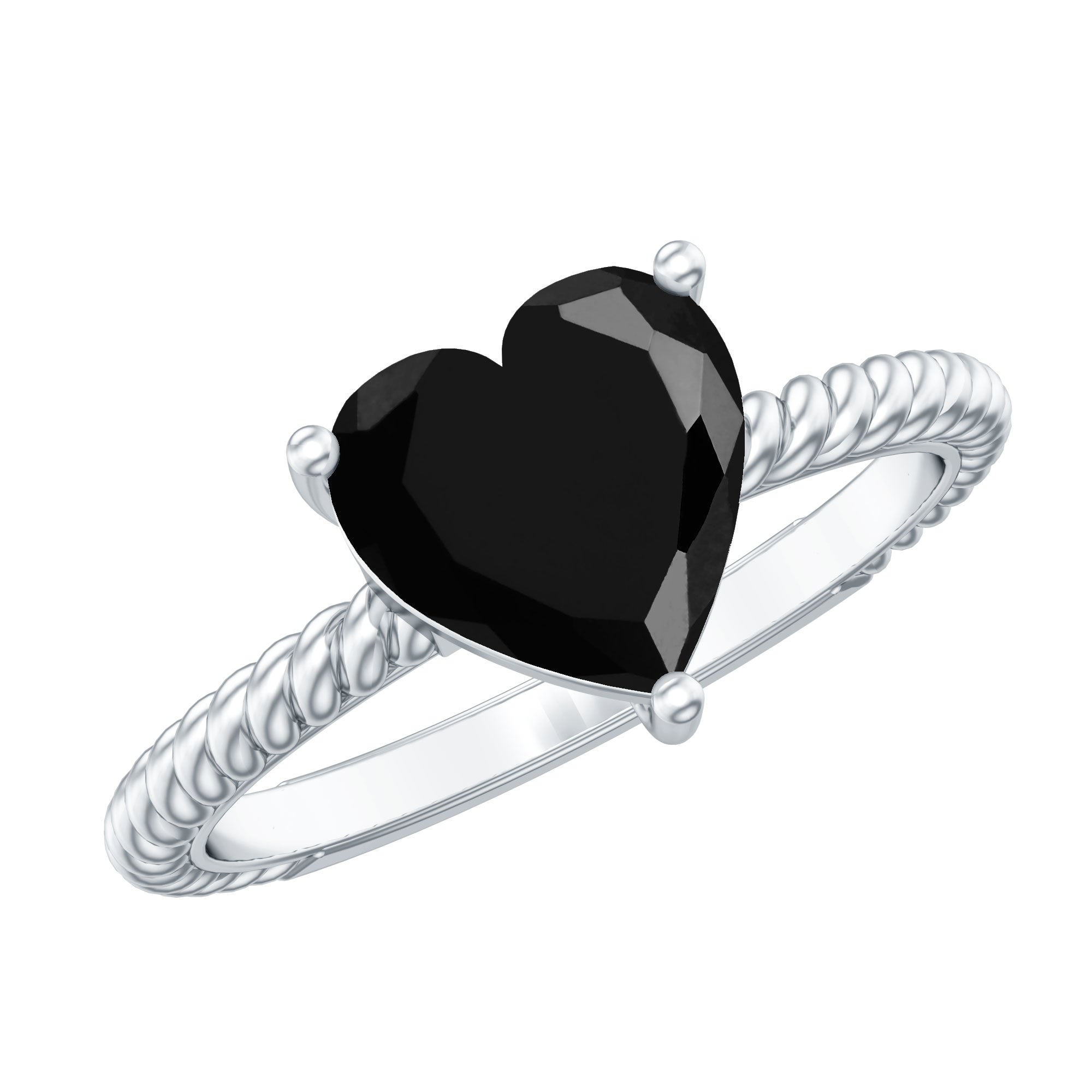 2.4 Carat Lab Grown Black Diamond Heart Engagement Ring for Women