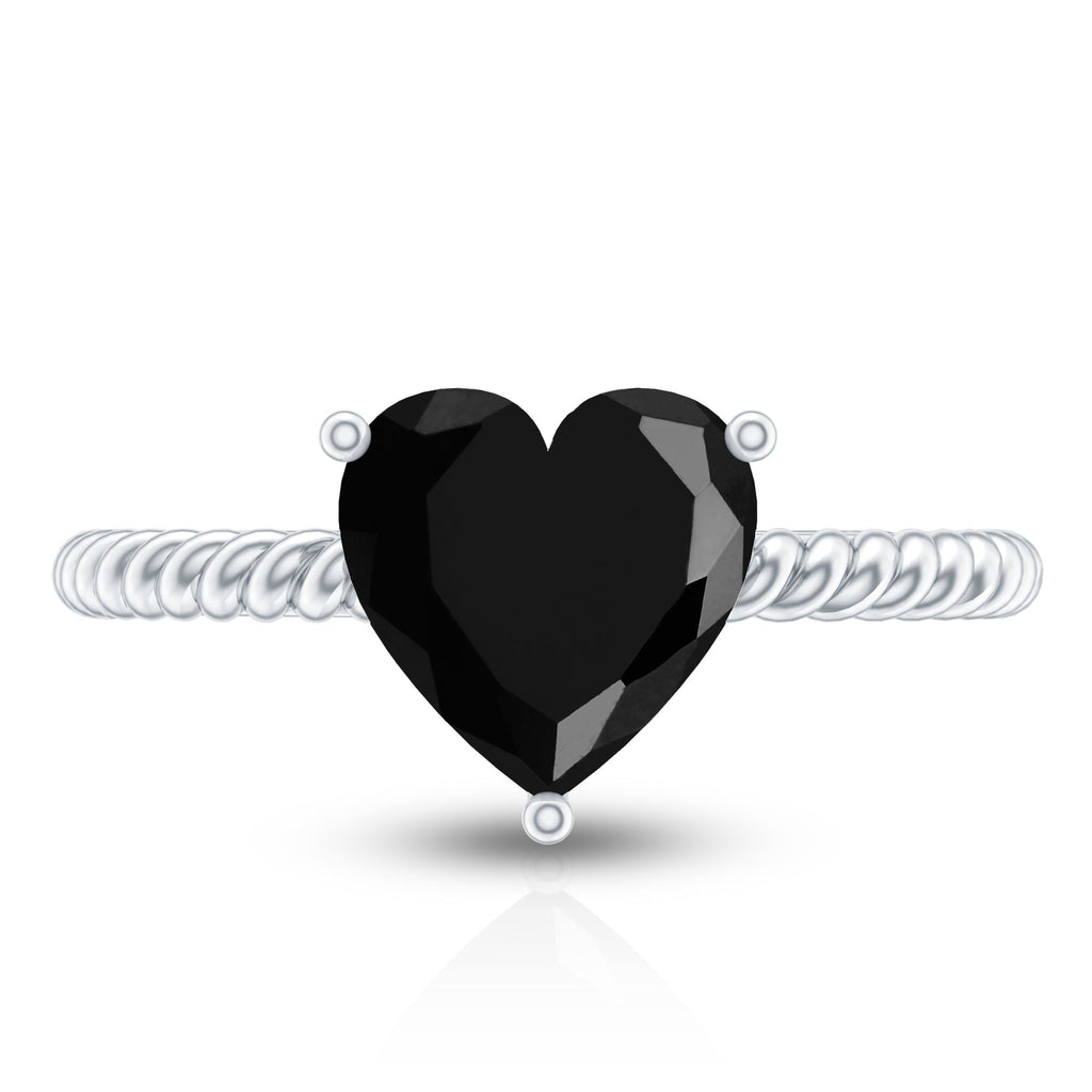 2.4 Carat Lab Grown Black Diamond Heart Engagement Ring for Women