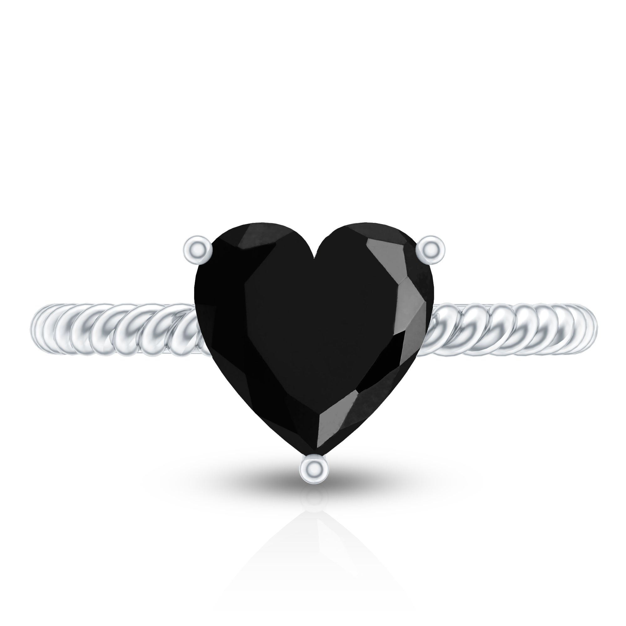 2.4 Carat Lab Grown Black Diamond Heart Engagement Ring for Women