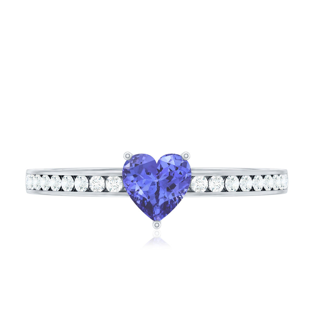 Natural Tanzanite Heart Promise Ring with Diamond