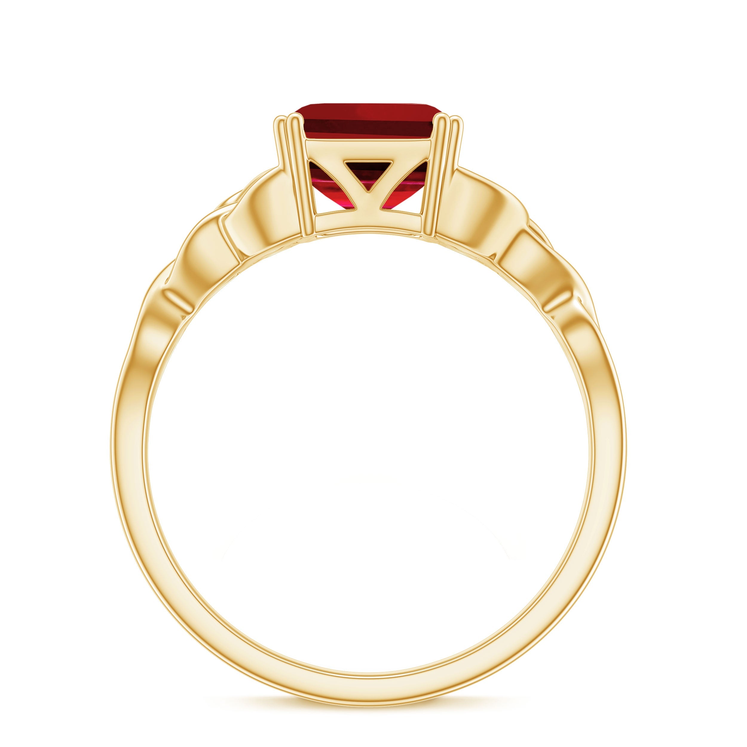 Certified 4.8 Carat Lab Grown Ruby Asscher Cut Engagement Ring with Celtic Knot