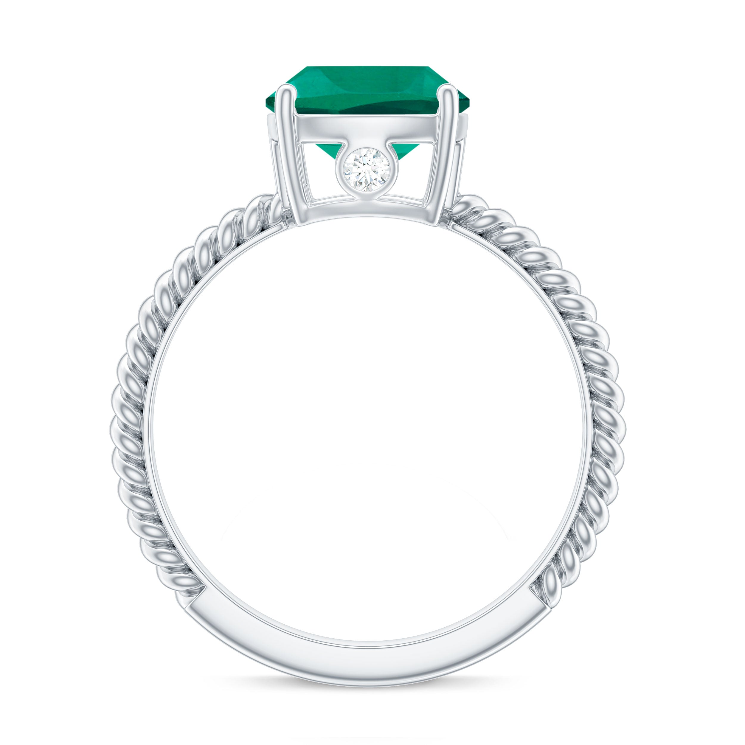 Certified 8 mm Cushion Cut Lab Grown Emerald Ring for Engagement