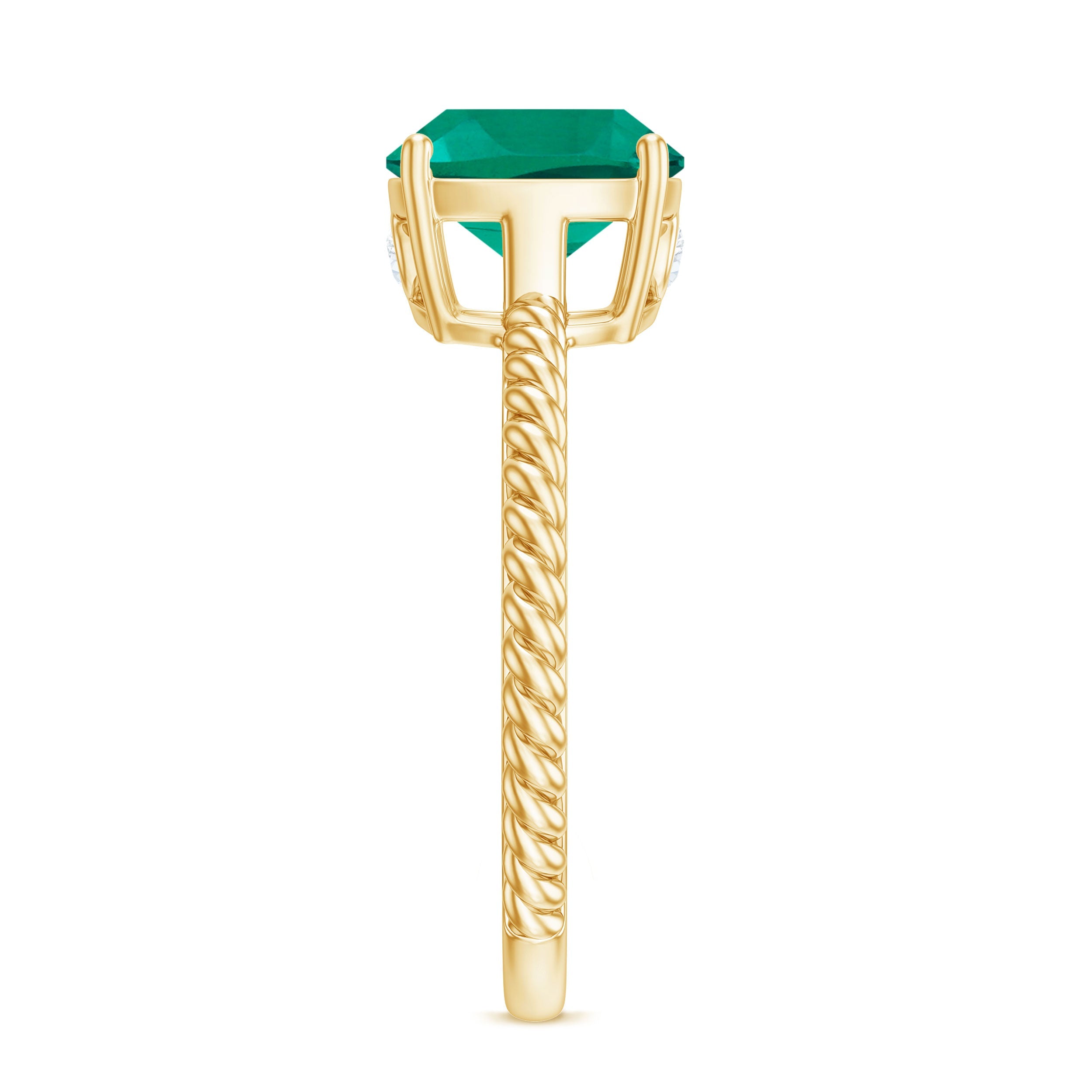 Certified 8 mm Cushion Cut Lab Grown Emerald Ring for Engagement