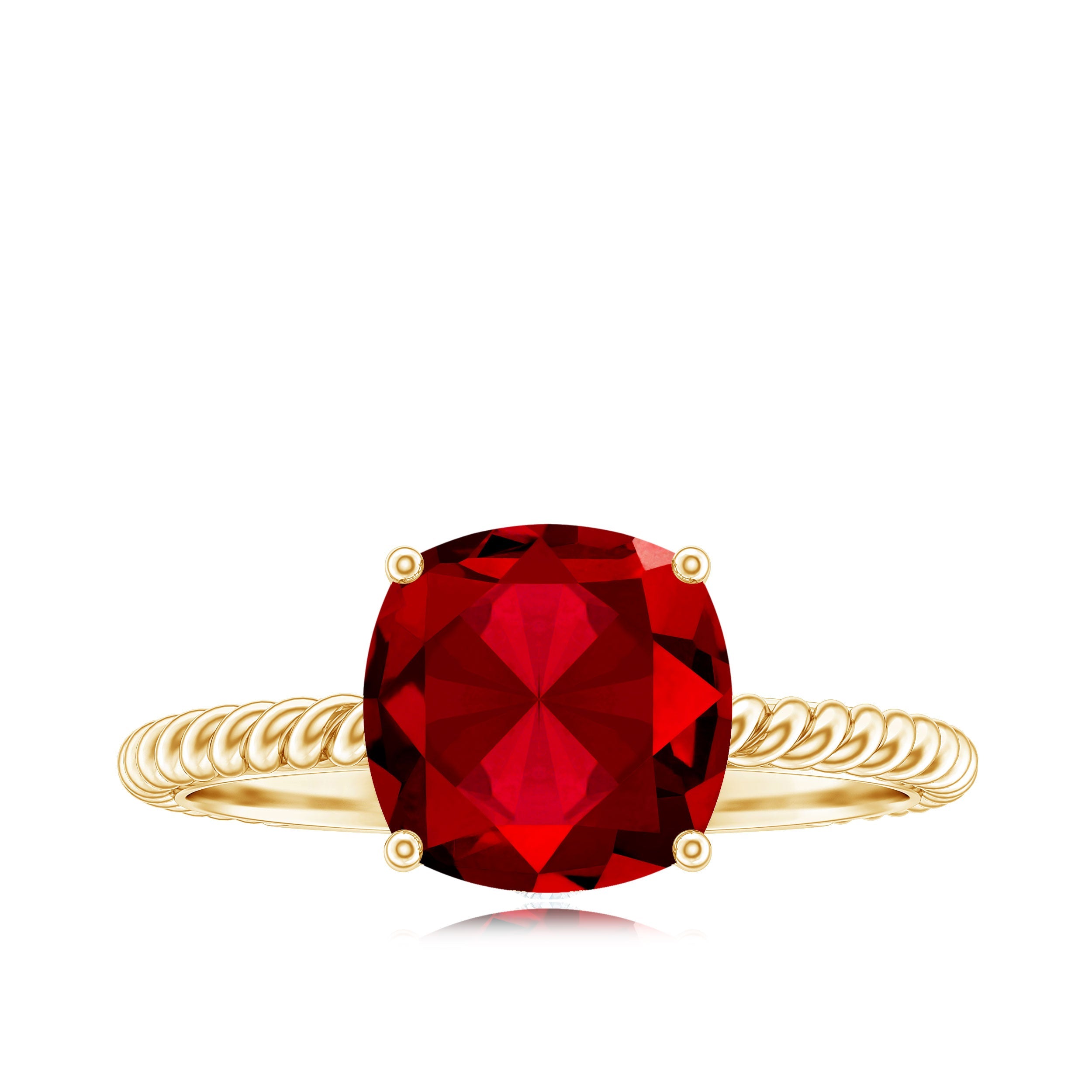 Certified 2 Carat Lab Grown Ruby Cushion Cut Engagement Ring with Surprise Diamond
