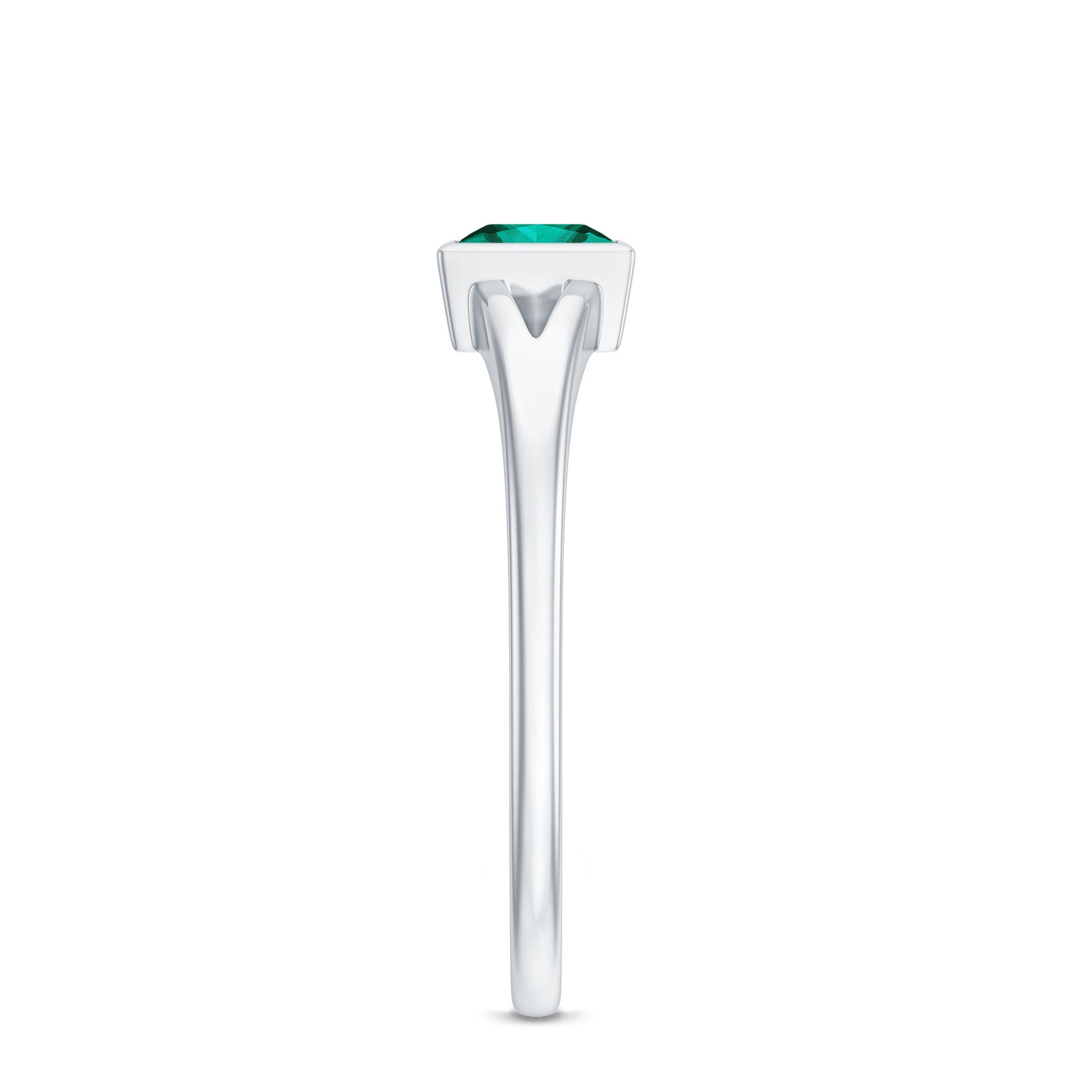 5mm Princess Cut Lab Grown Emerald Solitaire Ring with Split Shank