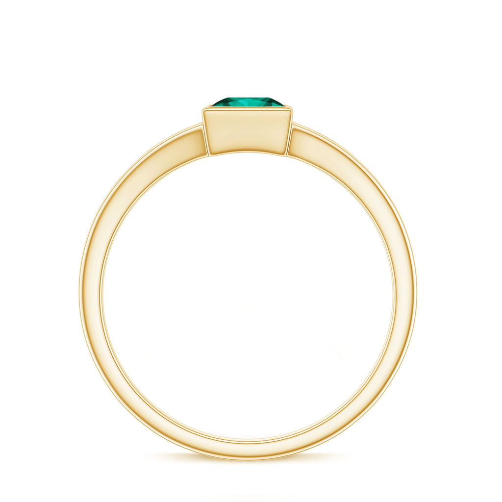 5mm Princess Cut Lab Grown Emerald Solitaire Ring with Split Shank