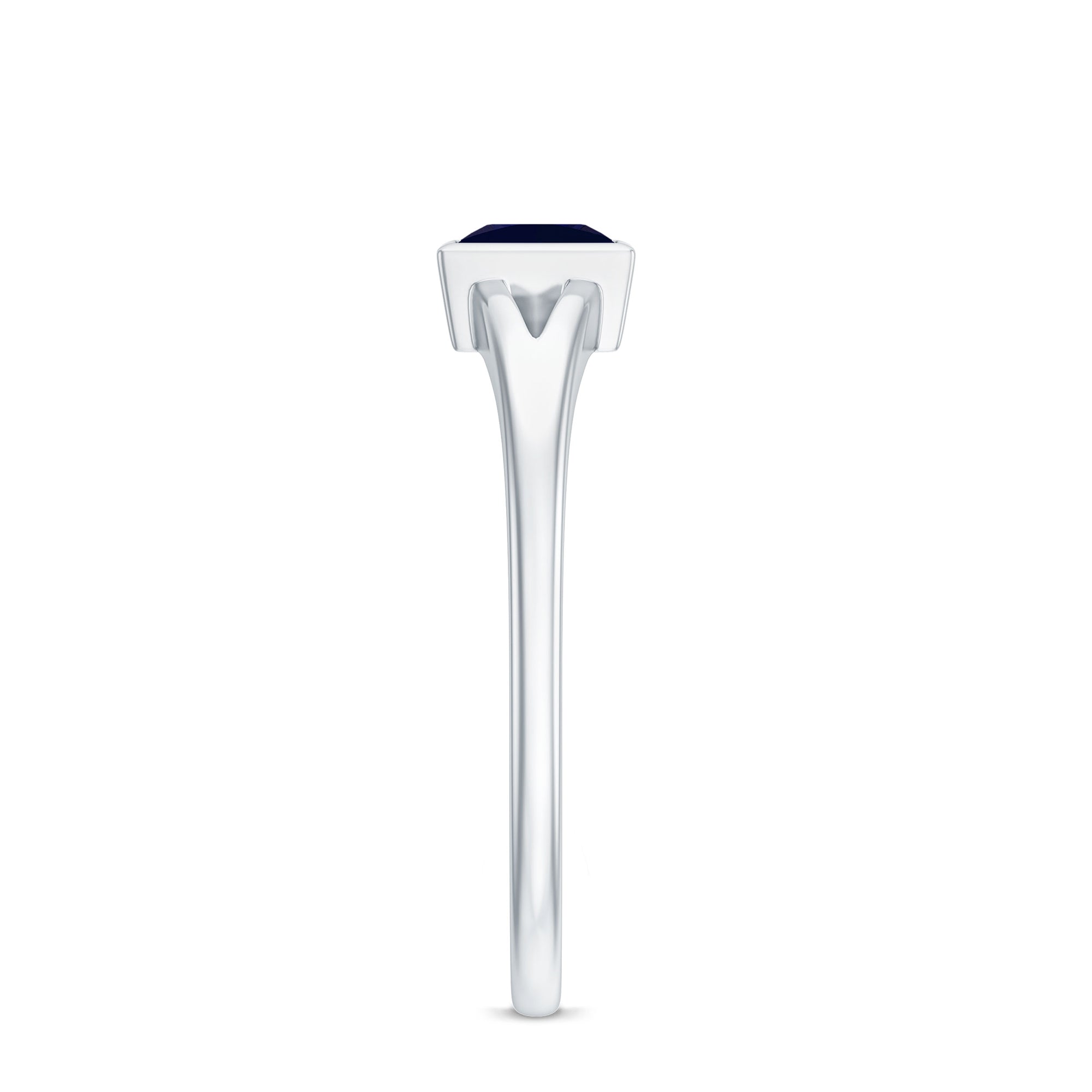 Princess Cut 4MM Blue Sapphire Solitaire Promise Ring in Split Shank
