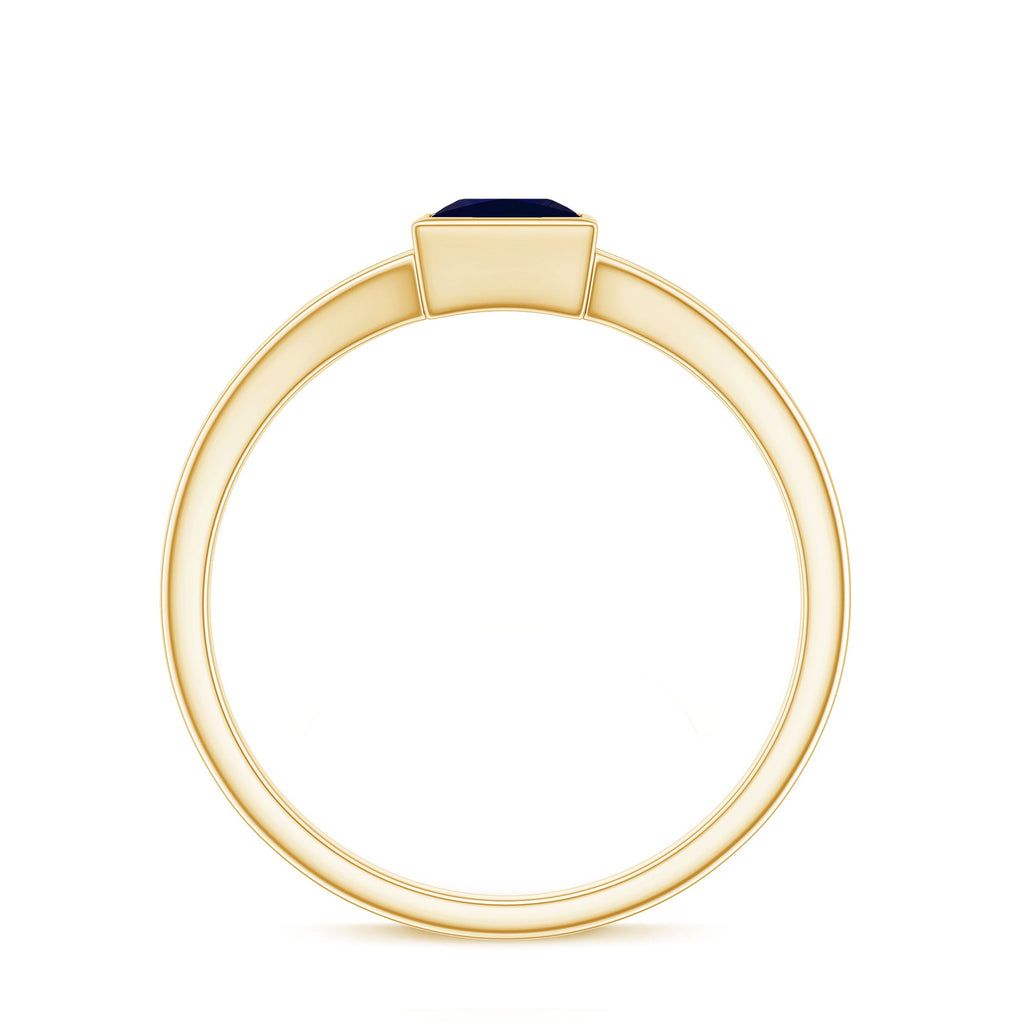 Princess Cut 4MM Blue Sapphire Solitaire Promise Ring in Split Shank