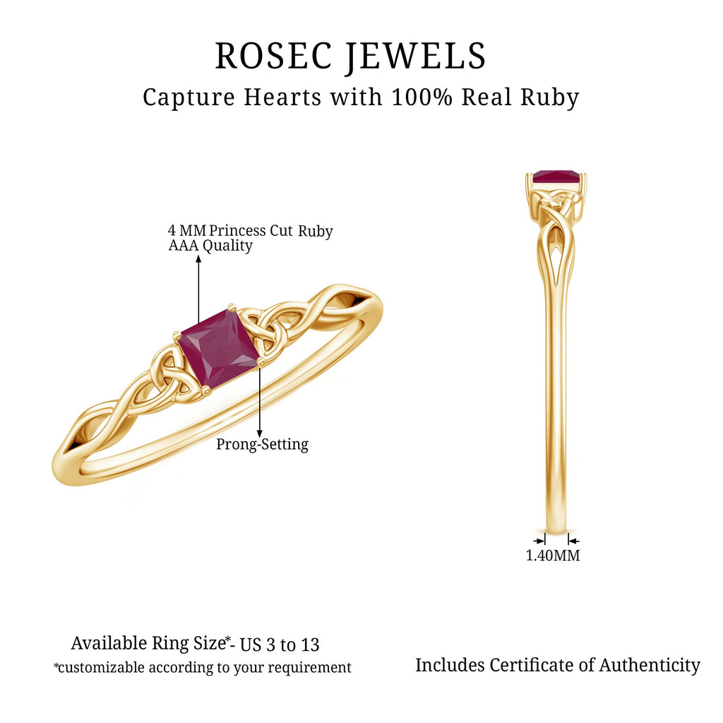 Natural Princess Cut Ruby Irish Promise Ping