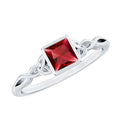 Certified 1.5 Carat Lab Grown Ruby Princess Cut Promise Ring with Celtic Knot