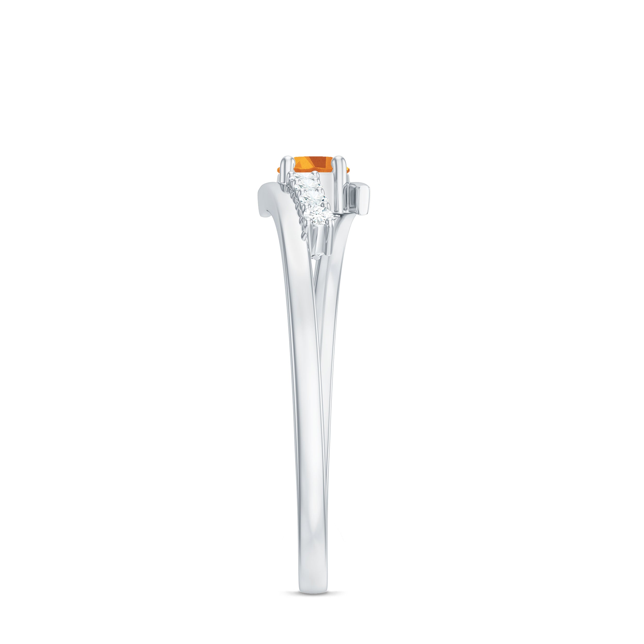 Natural Citrine Promise Ring with Diamond Bypass Shank