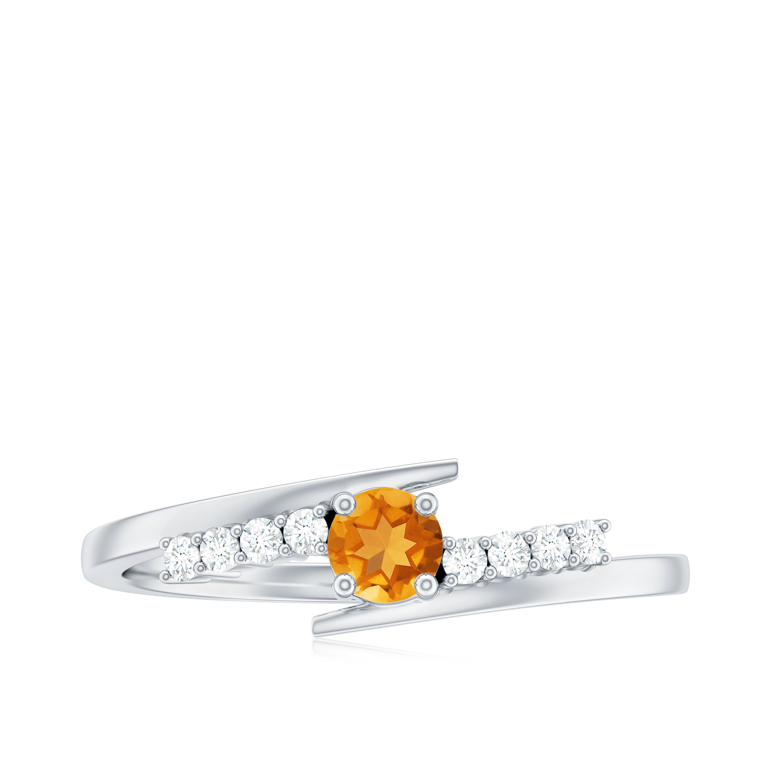 Natural Citrine Promise Ring with Diamond Bypass Shank