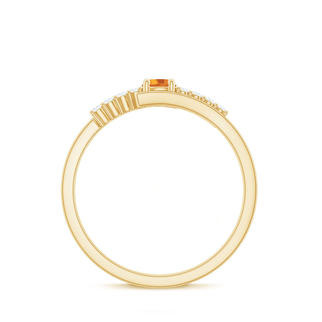 Natural Citrine Promise Ring with Diamond Bypass Shank