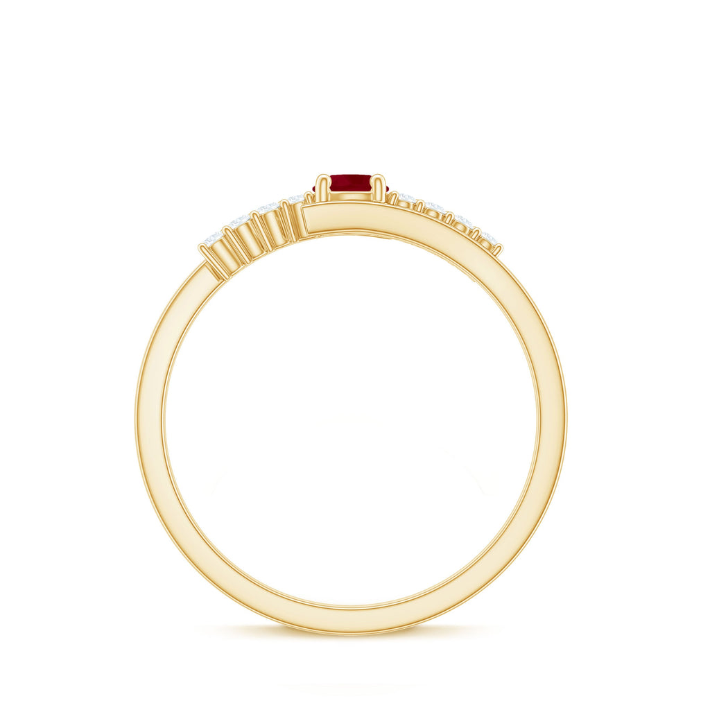 Natural Ruby Promise Ring with Diamond Bypass Shank