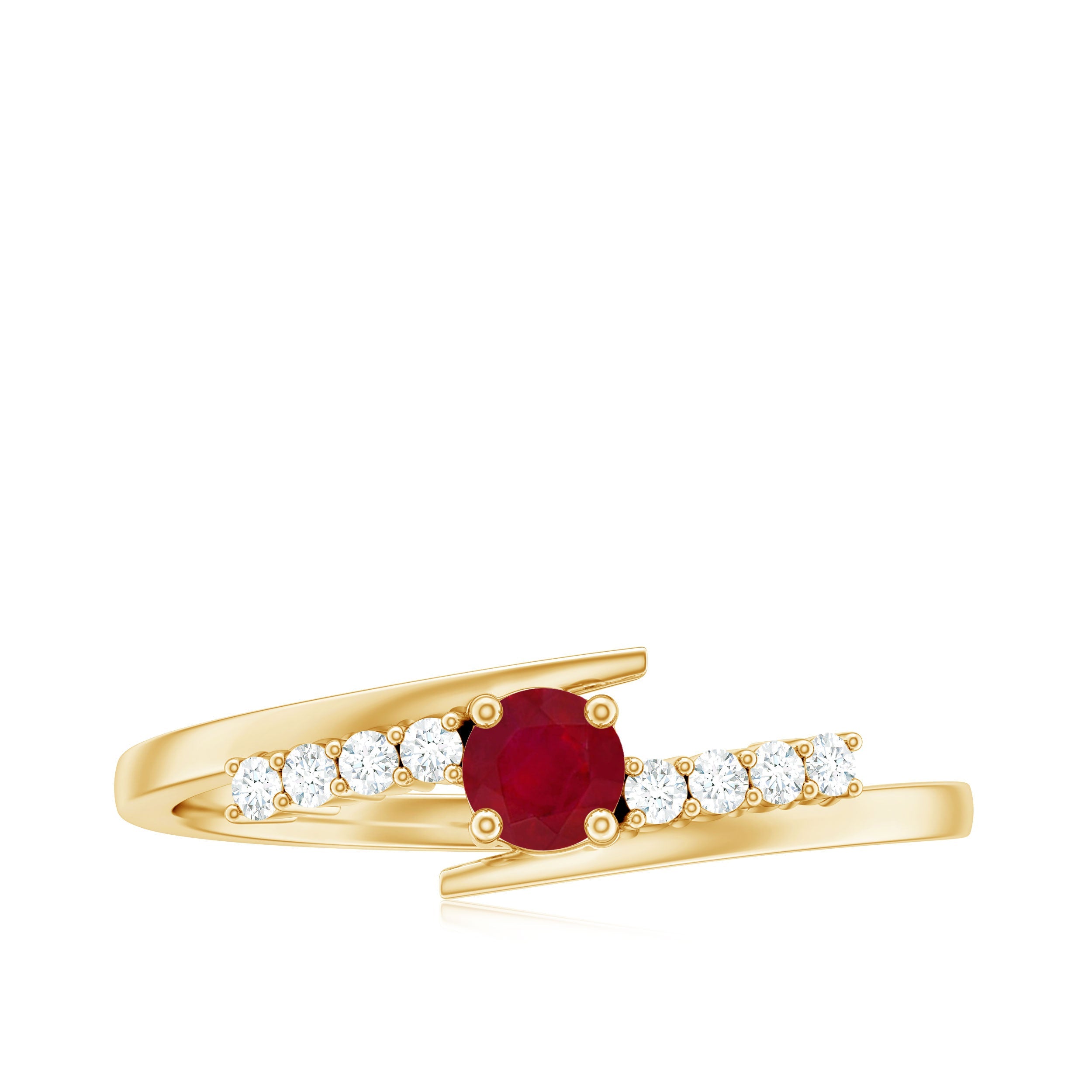 Natural Ruby Promise Ring with Diamond Bypass Shank