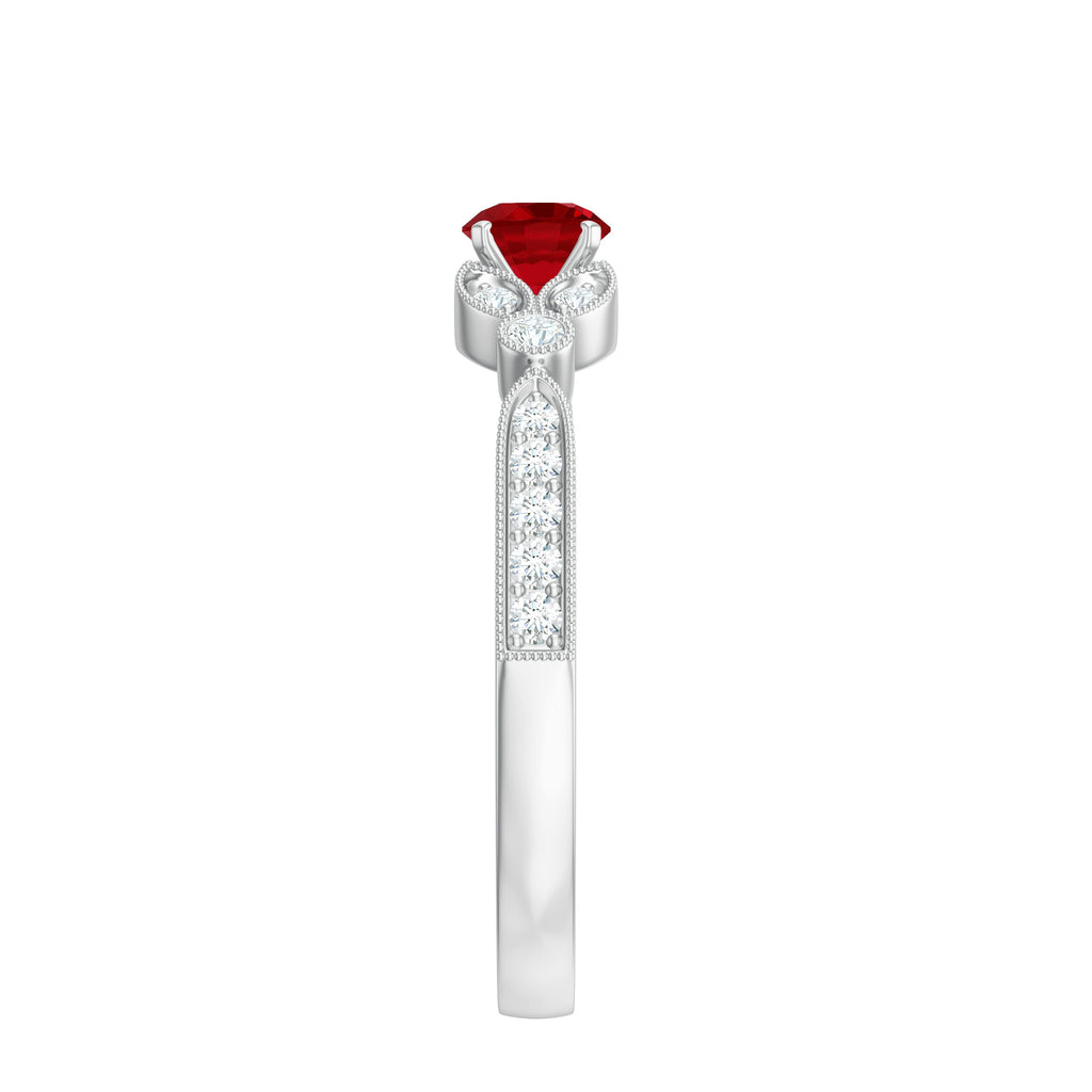 Lab-Lab Grown Ruby and Diamond Minimal Promise Ring