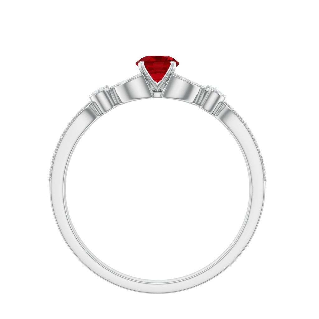 Lab-Lab Grown Ruby and Diamond Minimal Promise Ring