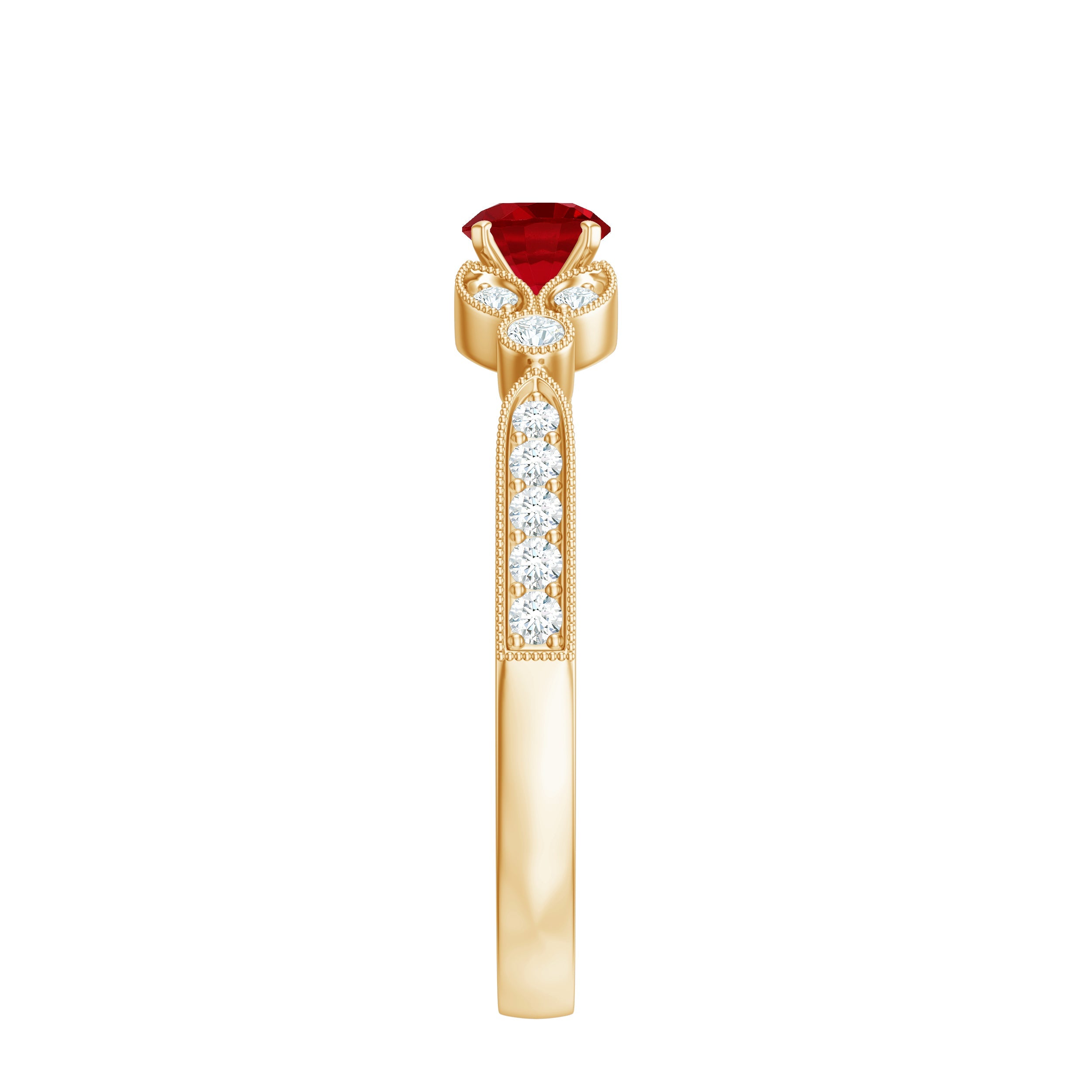 Lab-Lab Grown Ruby and Diamond Minimal Promise Ring