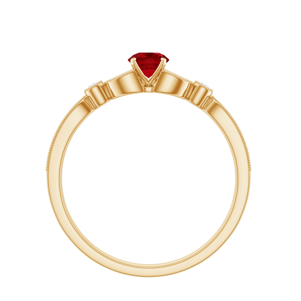 Lab-Lab Grown Ruby and Diamond Minimal Promise Ring