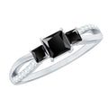 Certified Lab Grown Black Diamond 3 Stone Engagement Ring with White Diamond