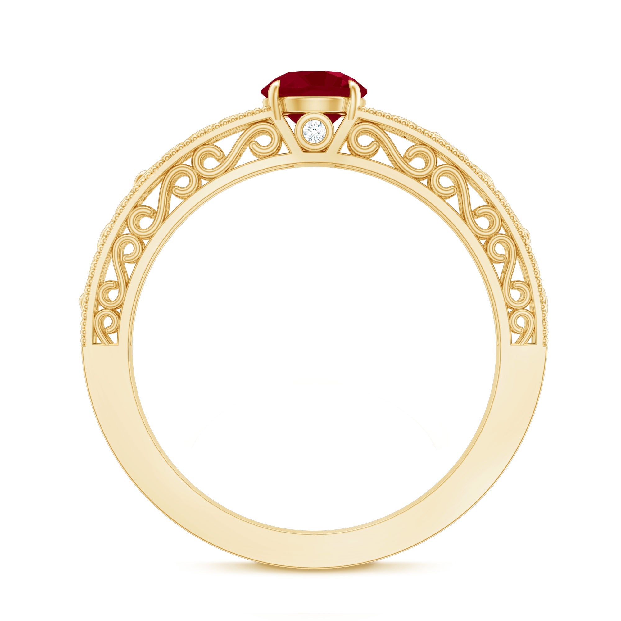 Vintage Inspired Ruby Engagement Ring with Surprise Diamond