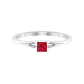 Natural Half Carat Princess Cut Ruby Promise Ring with Split Shank