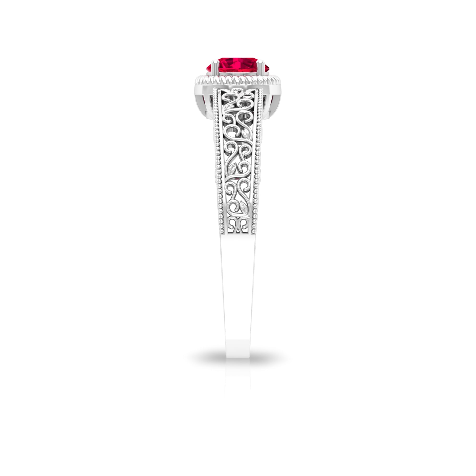 Vintage Inspired Ruby Solitaire Engagement Ring