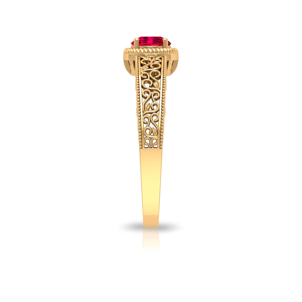 Vintage Inspired Ruby Solitaire Engagement Ring