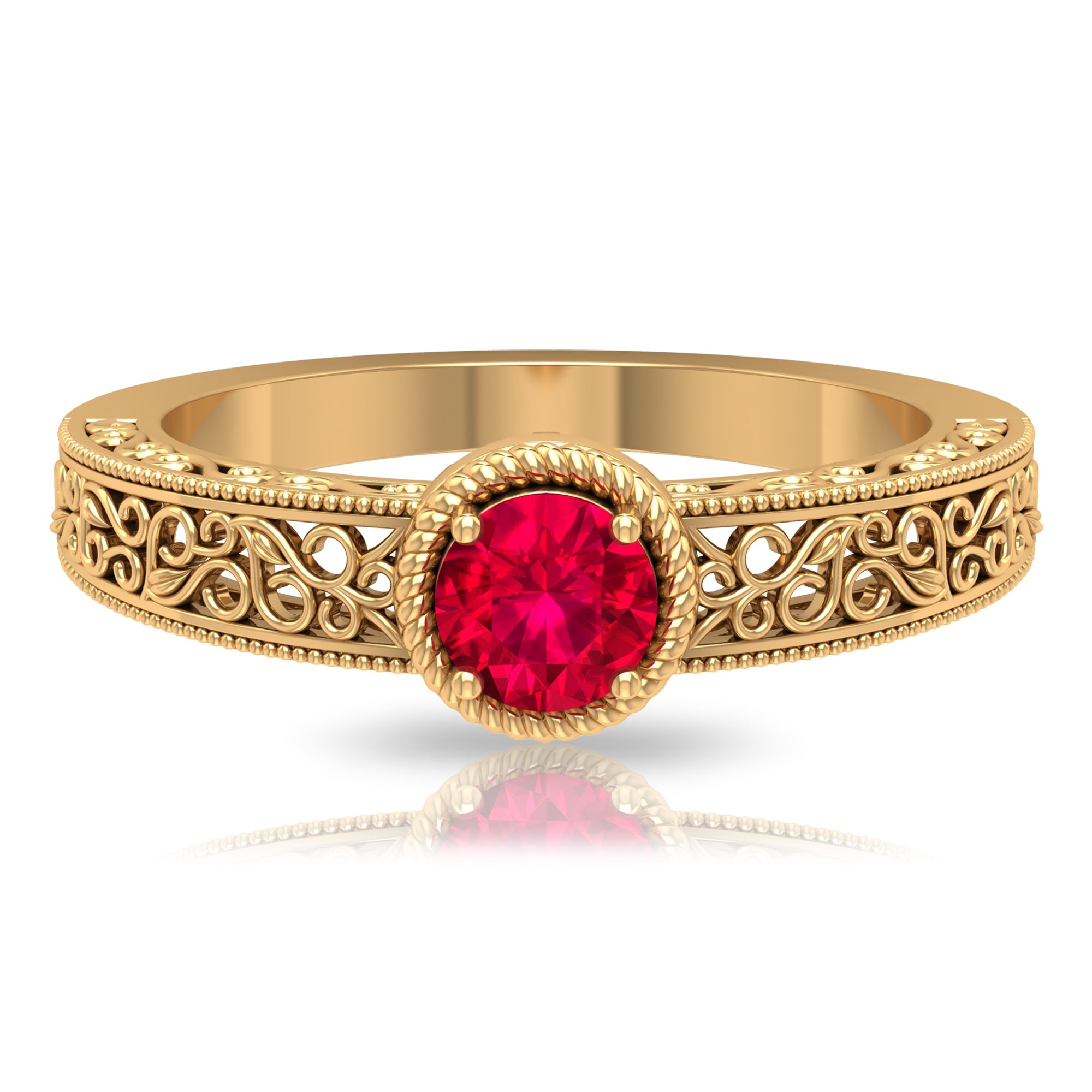 Vintage Inspired Ruby Solitaire Engagement Ring