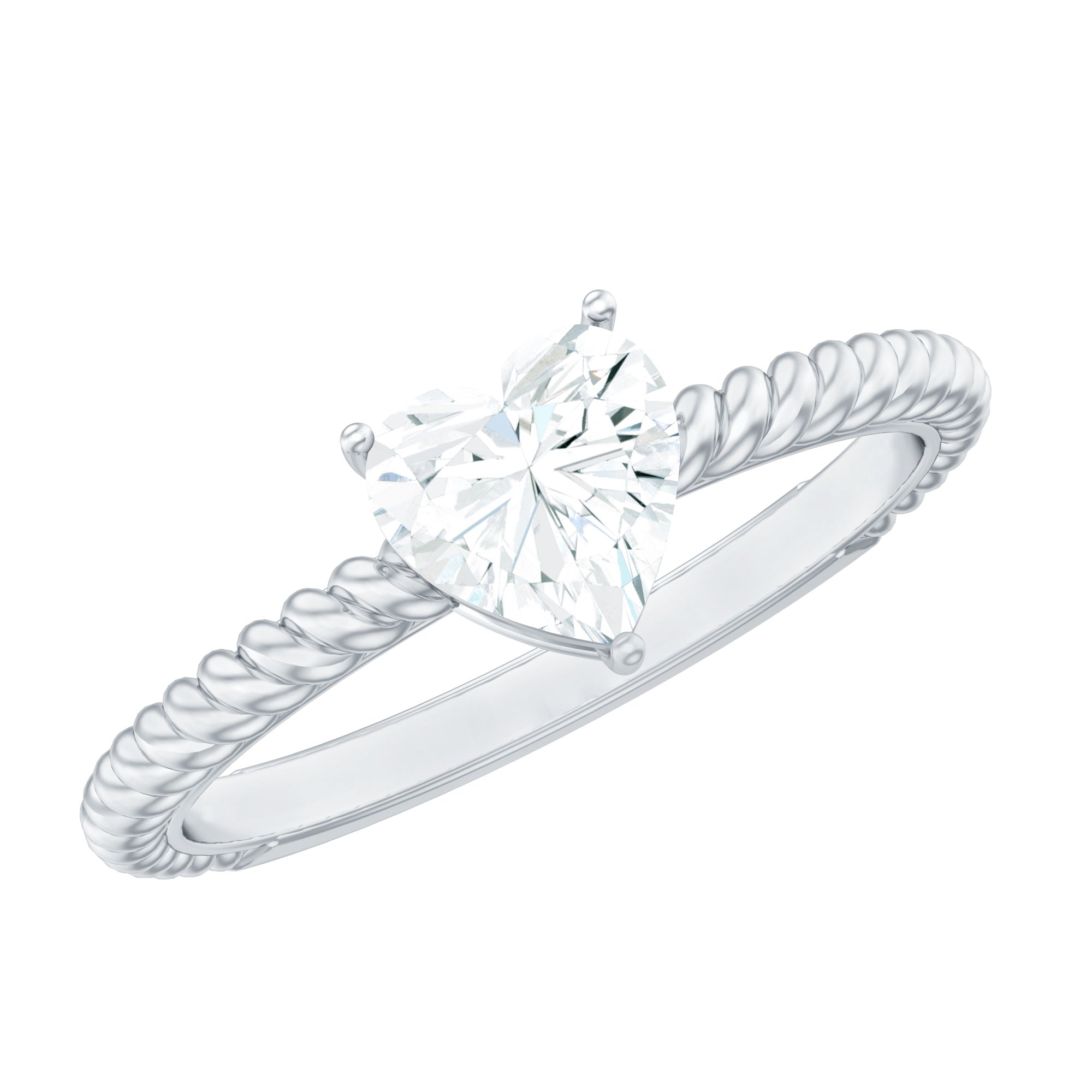 Moissanite Solitaire Promise Ring with Twisted Rope Band