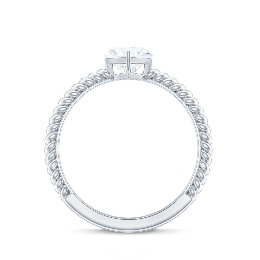 Moissanite Solitaire Promise Ring with Twisted Rope Band