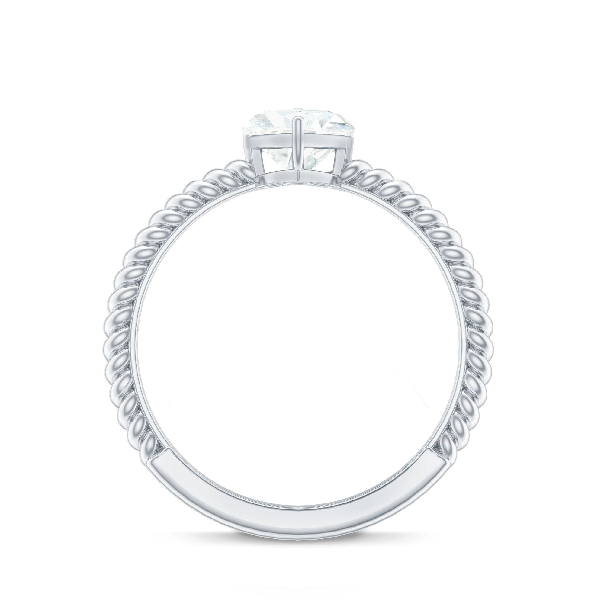 Moissanite Solitaire Promise Ring with Twisted Rope Band